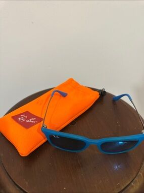 Ray-Ban Kids Blue Sunglasses with Bright Orange Pouch